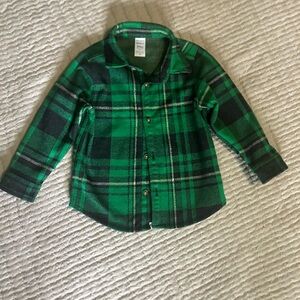 Carter's Green and Black Plaid Button Down Shirttoddler Boys flannel Shacket